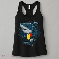 Romania Flag Shark Romanian Roots Heart Romanian Pride Women's Tank Top thumb 3