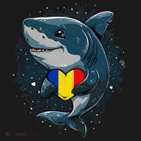 Romania Flag Shark Romanian Roots Heart Romanian Pride Baby Bodysuit thumb 2