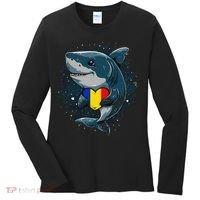 Romania Flag Shark Romanian Roots Heart Romanian Pride Women's Long Sleeve Shirt thumb 0