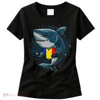 Romania Flag Shark Romanian Roots Heart Romanian Pride Women's T-Shirt thumb 0