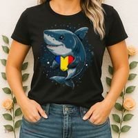 Romania Flag Shark Romanian Roots Heart Romanian Pride Women's T-Shirt thumb 2