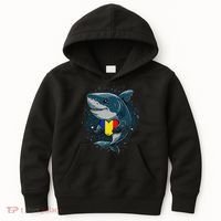 Romania Flag Shark Romanian Roots Heart Romanian Pride Kids Hoodie thumb 0