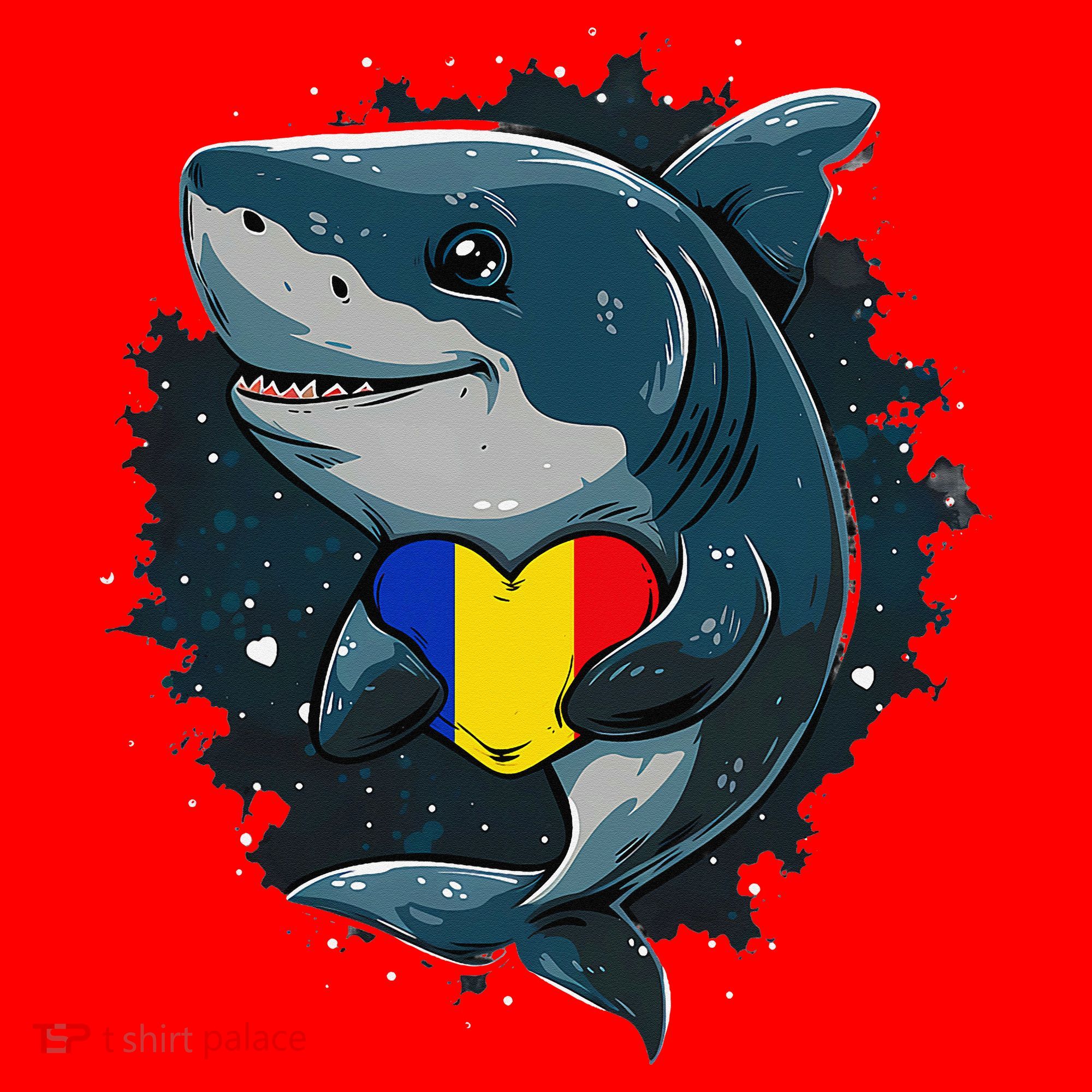Romania Flag Shark Romanian Roots Heart Romanian Pride Santa Hat
