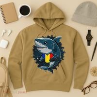 Romania Flag Shark Romanian Roots Heart Romanian Pride Hoodie thumb 3