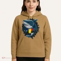 Romania Flag Shark Romanian Roots Heart Romanian Pride Hoodie thumb 5