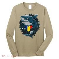Romania Flag Shark Romanian Roots Heart Romanian Pride Long Sleeve Shirt thumb 0