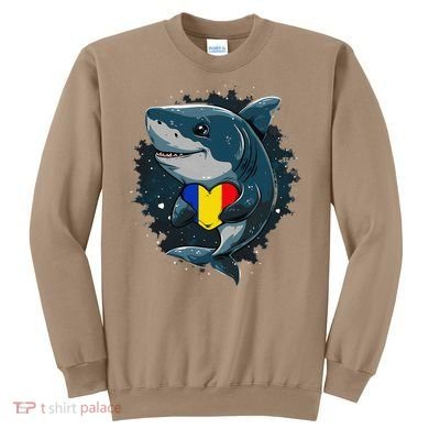 Romania Flag Shark Romanian Roots Heart Romanian Pride Sweatshirt