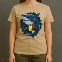 Romania Flag Shark Romanian Roots Heart Romanian Pride T-Shirt thumb 4