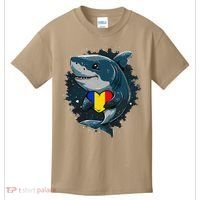 Romania Flag Shark Romanian Roots Heart Romanian Pride Kids T-Shirt thumb 0