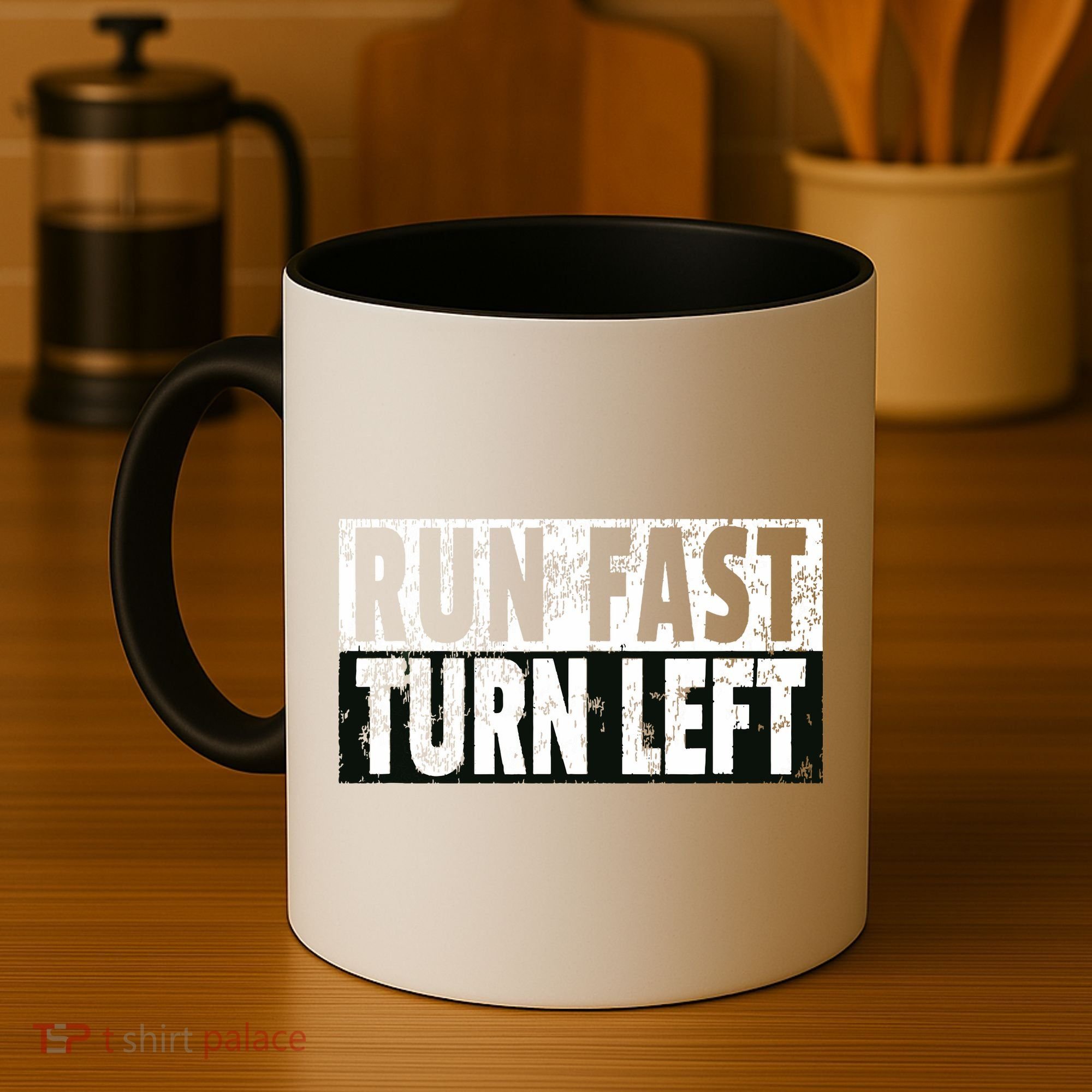 Run Fast Turn Left Funny Track Racing Joke Coffee Mug