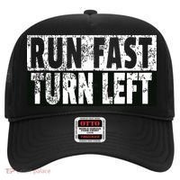 Run Fast Turn Left Funny Track Racing Joke Hat thumb 0