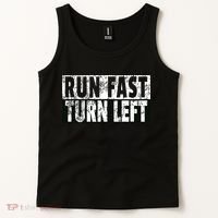 Run Fast Turn Left Funny Track Racing Joke Tank Top thumb 2