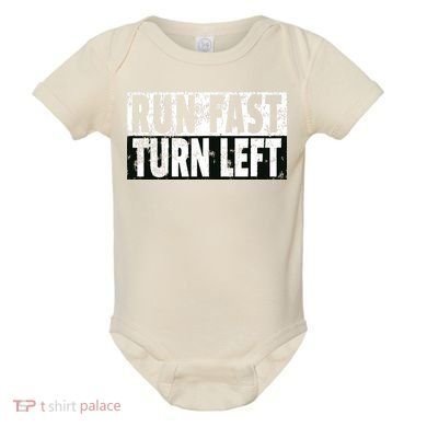 Run Fast Turn Left Funny Track Racing Joke Baby Bodysuit