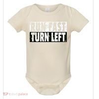 Run Fast Turn Left Funny Track Racing Joke Baby Bodysuit thumb 0