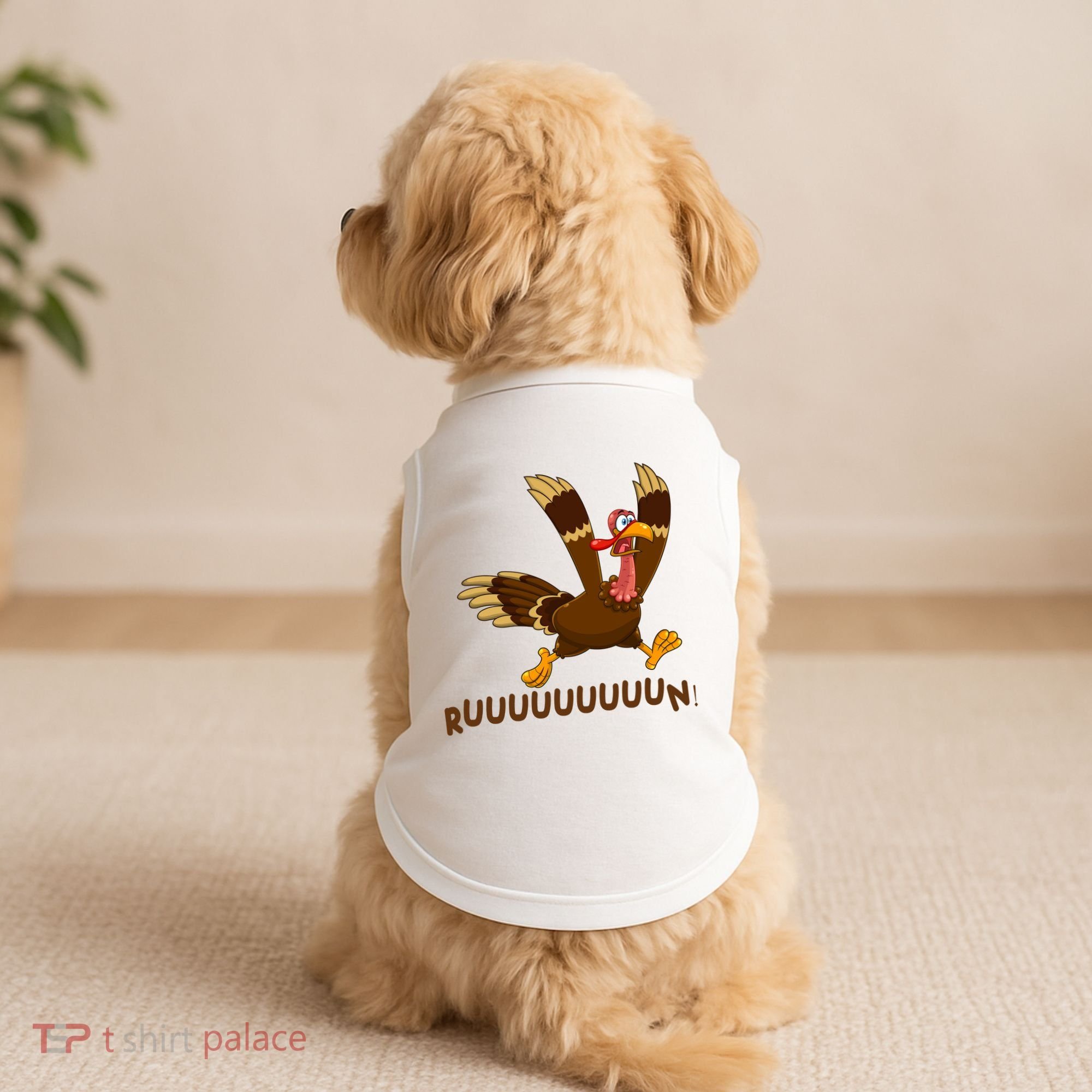 Run Funny Thanksgiving Turkey Doggie Tank