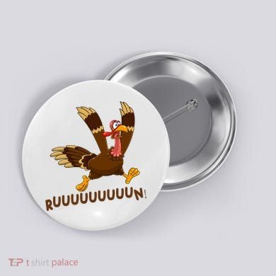 Run Funny Thanksgiving Turkey Button