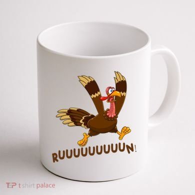 Run Funny Thanksgiving Turkey Coffee Mug back