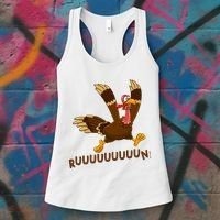 Run Funny Thanksgiving Turkey Women's Tank Top thumb 3