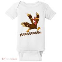 Run Funny Thanksgiving Turkey Baby Bodysuit thumb 0