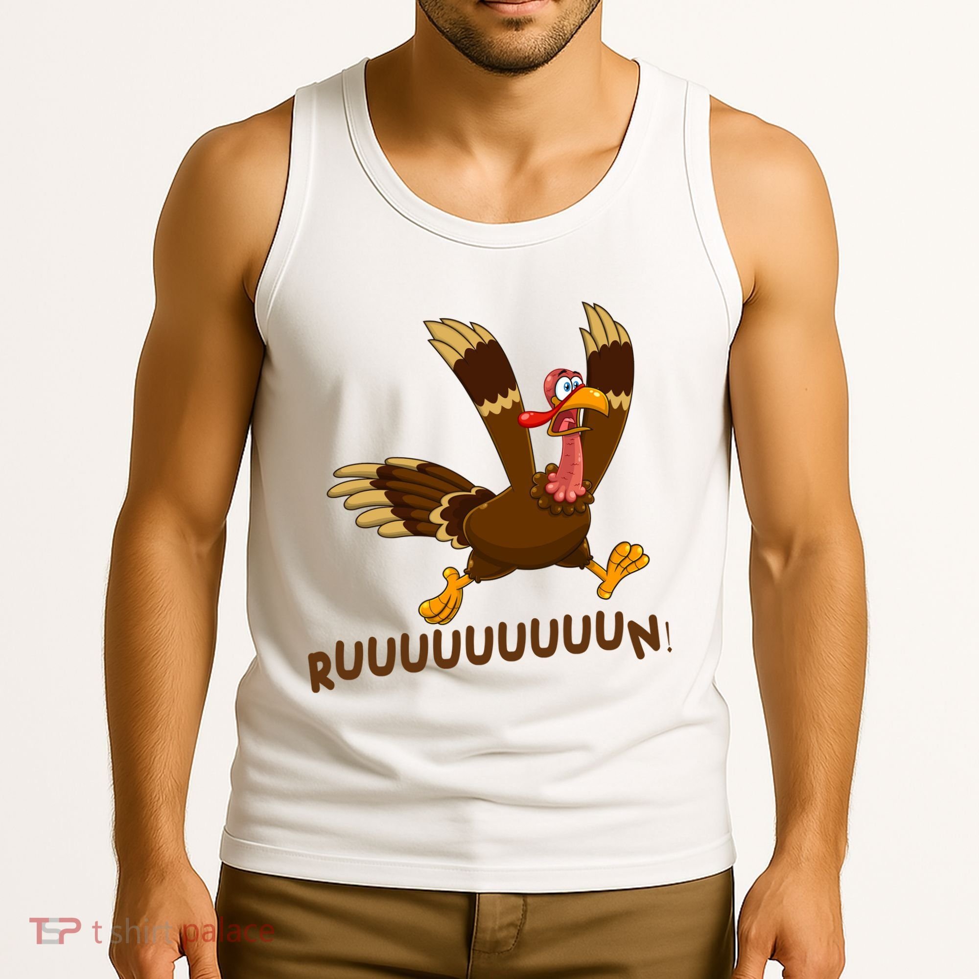 Run Funny Thanksgiving Turkey Tank Top