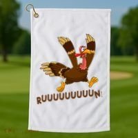 Run Funny Thanksgiving Turkey Golf Towel thumb 1