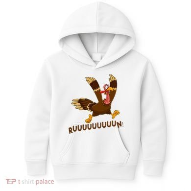 Run Funny Thanksgiving Turkey Kids Hoodie