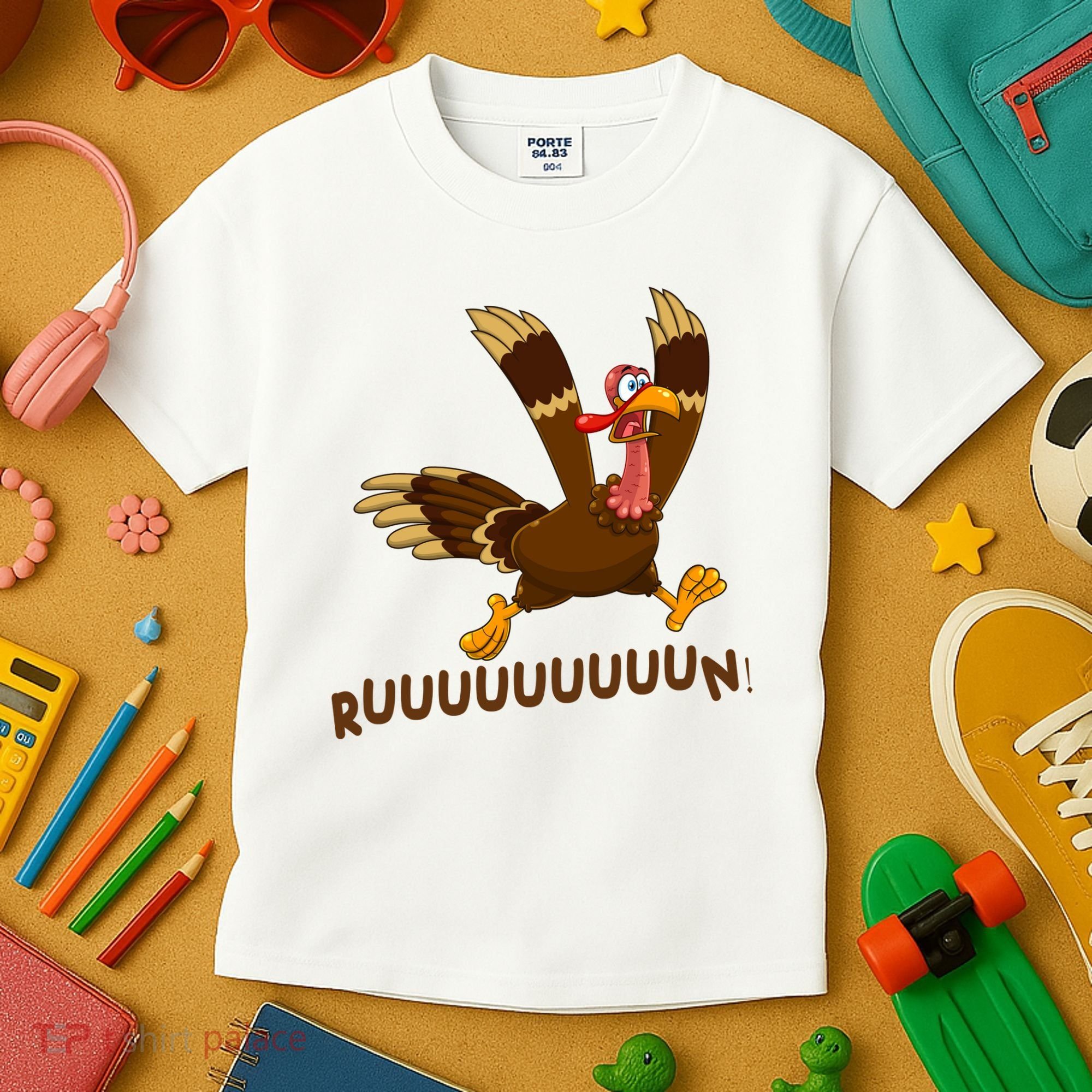 Run Funny Thanksgiving Turkey Kids T-Shirt