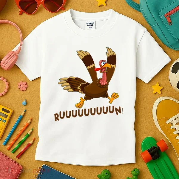 Run Funny Thanksgiving Turkey Kids T-Shirt