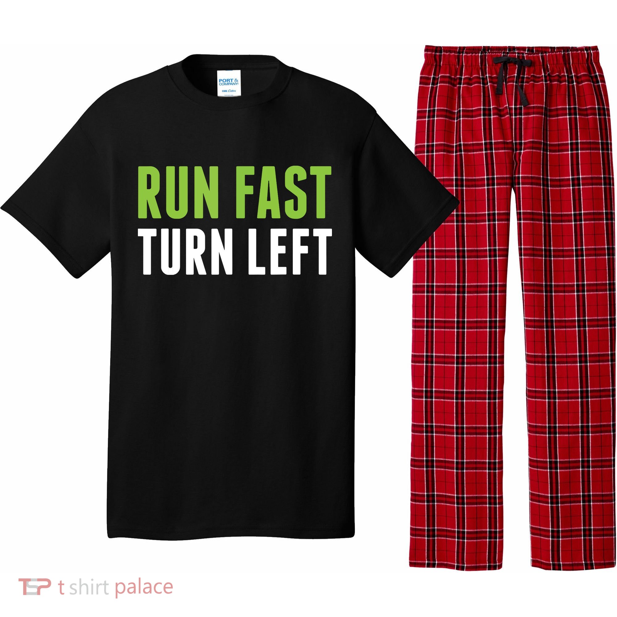 Run Fast Turn Left Track And Field Pajama Set