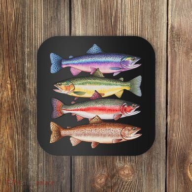River Fish Trout Salmon Colorful Trout In A Row Coaster