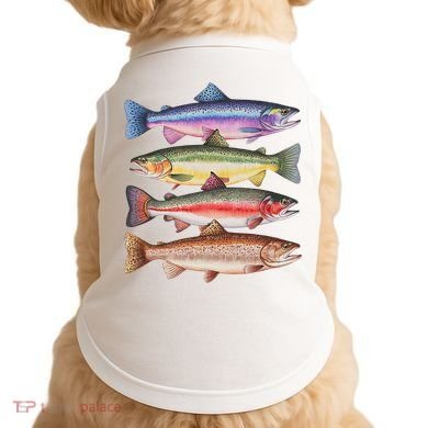 River Fish Trout Salmon Colorful Trout In A Row Doggie Tank