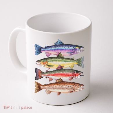 River Fish Trout Salmon Colorful Trout In A Row Coffee Mug