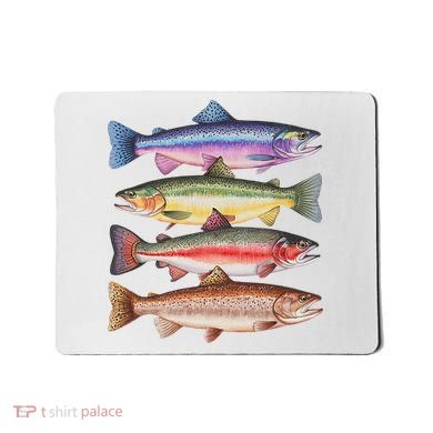 River Fish Trout Salmon Colorful Trout In A Row Mousepad