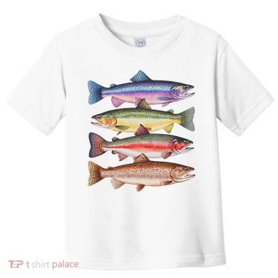 River Fish Trout Salmon Colorful Trout In A Row Toddler T-Shirt