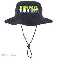 Run Fast Turn Left Funny Track Runner Motivational Fitness Bucket Hat thumb 0