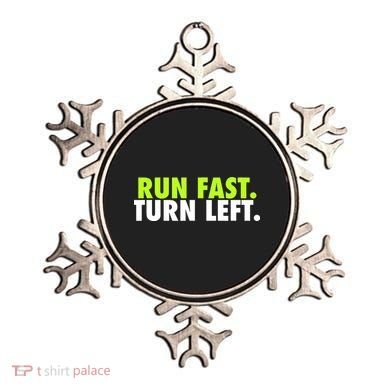 Run Fast Turn Left Funny Track Runner Motivational Fitness Ornament
