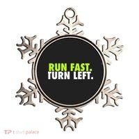 Run Fast Turn Left Funny Track Runner Motivational Fitness Ornament thumb 0