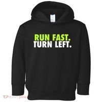 Run Fast Turn Left Funny Track Runner Motivational Fitness Toddler Hoodie thumb 0
