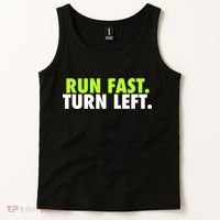 Run Fast Turn Left Funny Track Runner Motivational Fitness Tank Top thumb 2