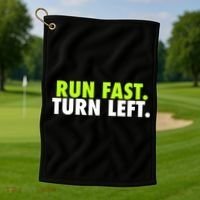 Run Fast Turn Left Funny Track Runner Motivational Fitness Golf Towel thumb 1