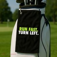 Run Fast Turn Left Funny Track Runner Motivational Fitness Golf Towel thumb 2