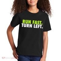Run Fast Turn Left Funny Track Runner Motivational Fitness Kids T-Shirt thumb 2