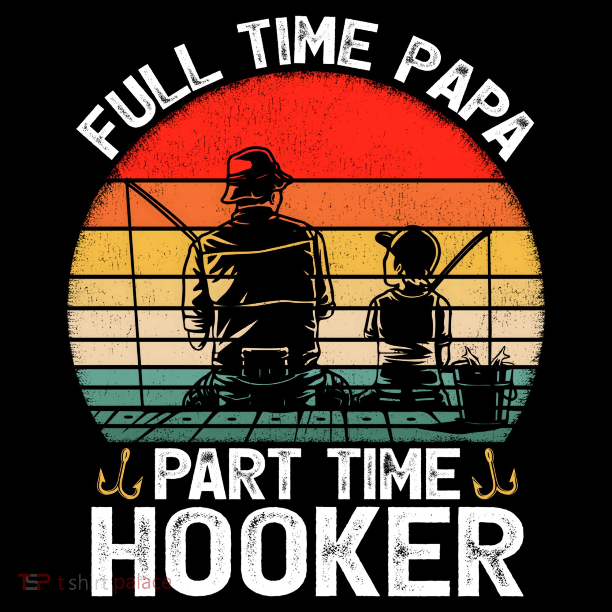 Retro Full Time Papa Part Time Hooker Father's Day Fishing Gift Coffee Mug