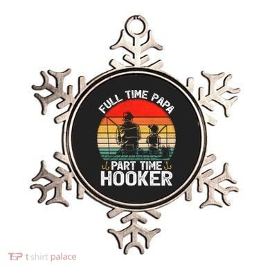 Retro Full Time Papa Part Time Hooker Father's Day Fishing Gift Ornament