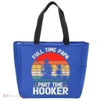 Retro Full Time Papa Part Time Hooker Father's Day Fishing Gift Tote Bag thumb 0