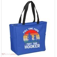 Retro Full Time Papa Part Time Hooker Father's Day Fishing Gift Tote Bag thumb 2