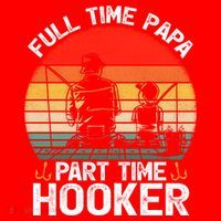 Retro Full Time Papa Part Time Hooker Father's Day Fishing Gift Santa Hat thumb 1