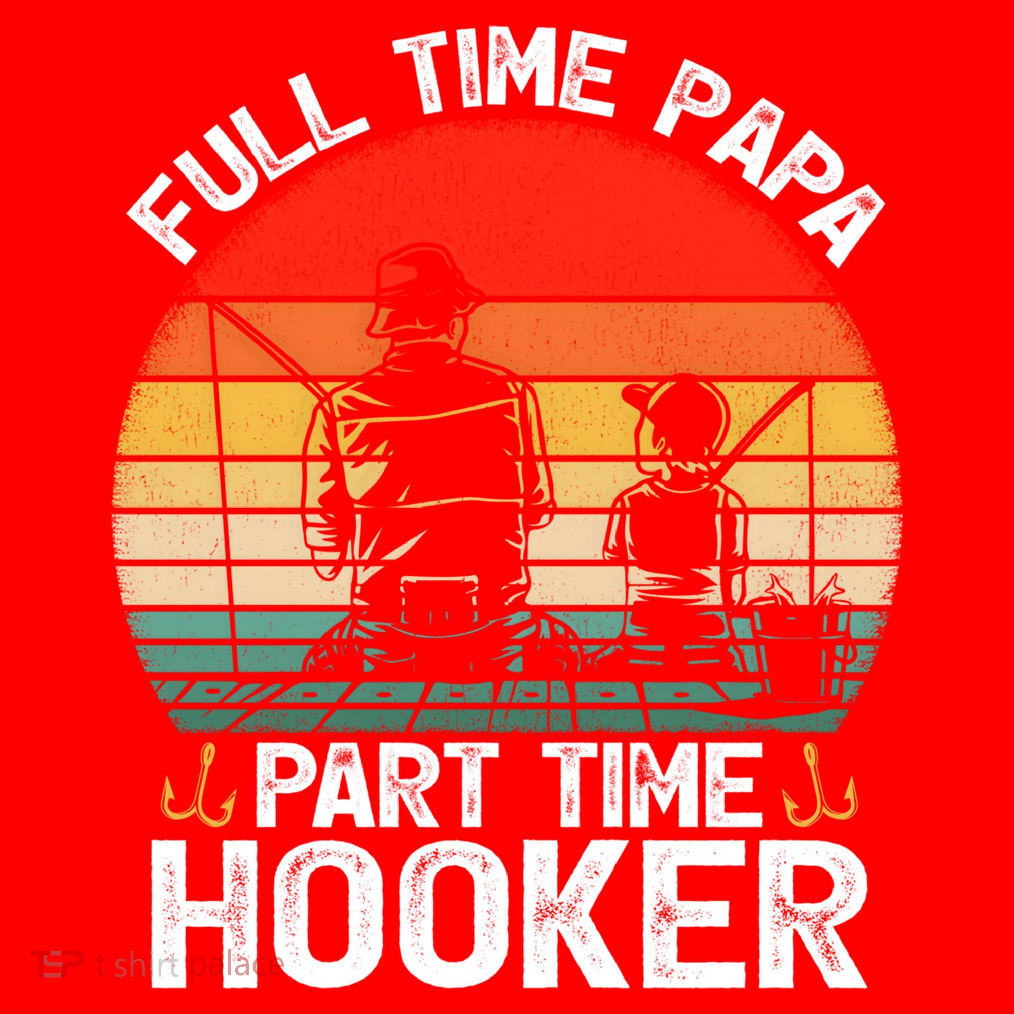 Retro Full Time Papa Part Time Hooker Father's Day Fishing Gift Santa Hat