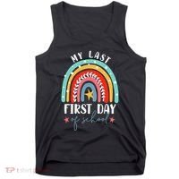 Retired Funny Teacher Retirement My Last First Day Of School Tank Top thumb 0