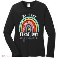 Retired Funny Teacher Retirement My Last First Day Of School Women's Long Sleeve Shirt thumb 0